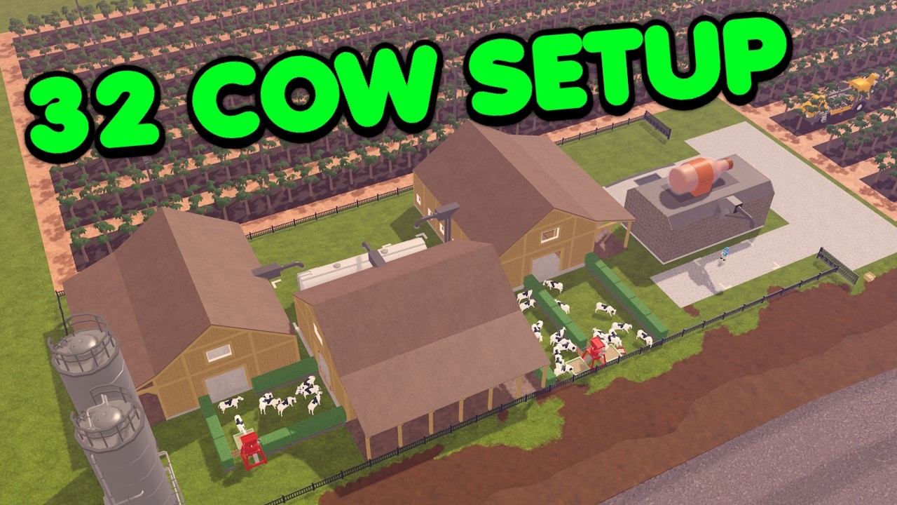 32 COW CHOCOLATE MILK SETUP! Farming and Friends (Roblox)