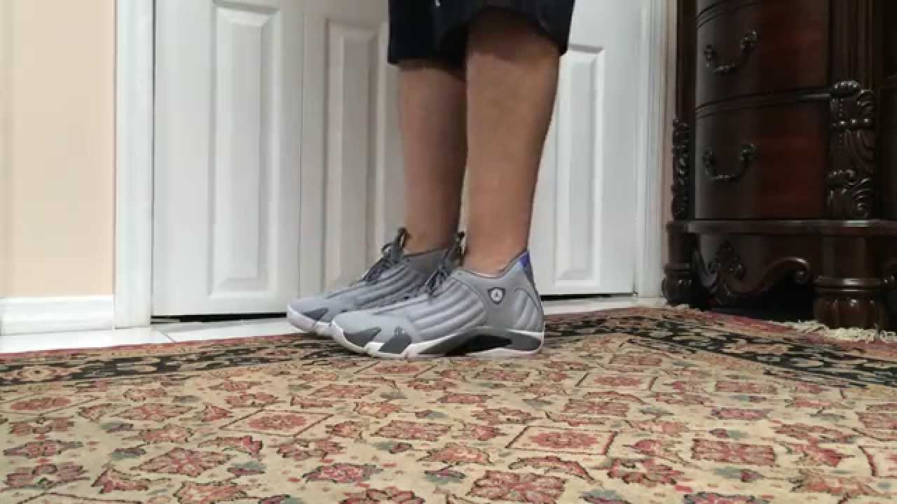 jordan 14 wolf grey on feet