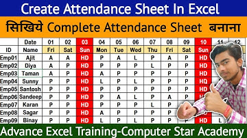 How to Make Attendance Sheet In Excel Hindi | How to Maintain Attendance Sheet in MS excel in Hindi