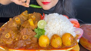 ASMR EATING SPICY MUTTON CURRY,EGG CURRY,BASMATI RICE,SALAD *MUKBANG* screenshot 5