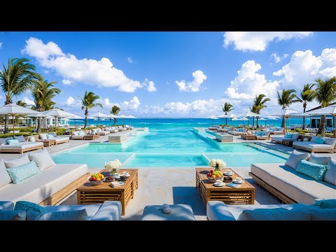 Morning Seaside Retreat Ambience Positive Bossa Nova Jazz Relaxing Waves Sound For Study Work 