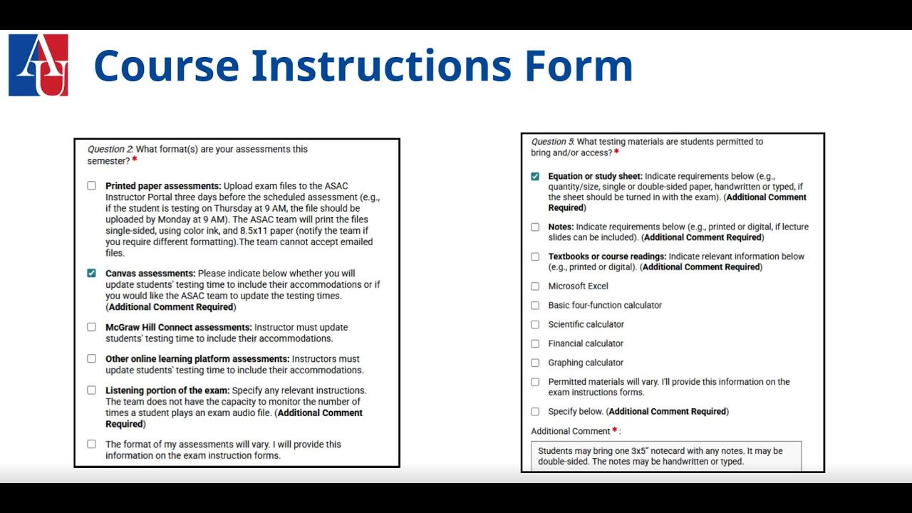 Simple Course Instructions Course Instructions Form- ASAC Instructor Portal - YouTube