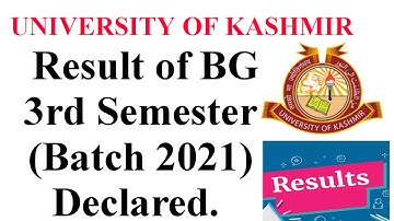 Kashmir University UG 3rd Semester Results Declared Check your result