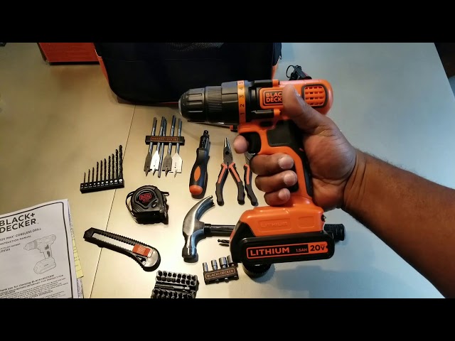 No Battery* BLACK+DECKER LDX120PK 20V Cordless Drill & Home Tool Kit - 68  Piece