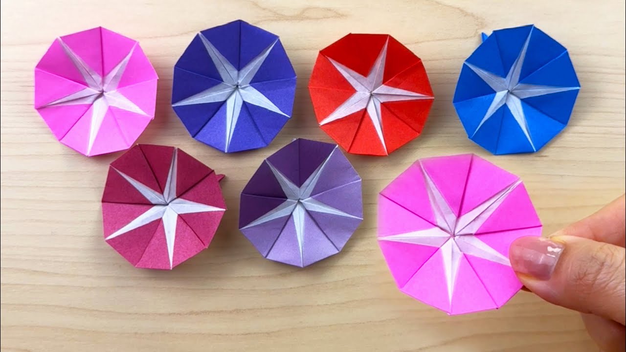 折り紙】素敵‼あさがおの作り方🌼How to make Morning glory🌼#나팔꽃