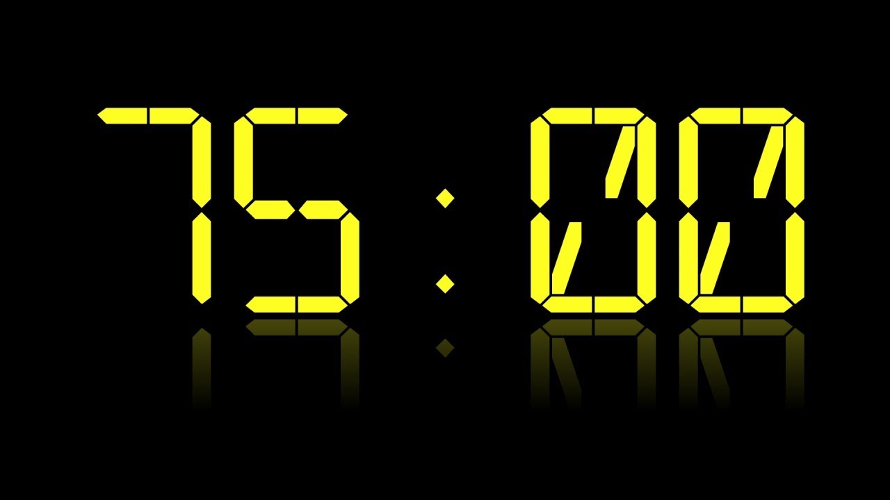 75:00 Timer | Bright Yellow LCD with Reflection - YouTube
