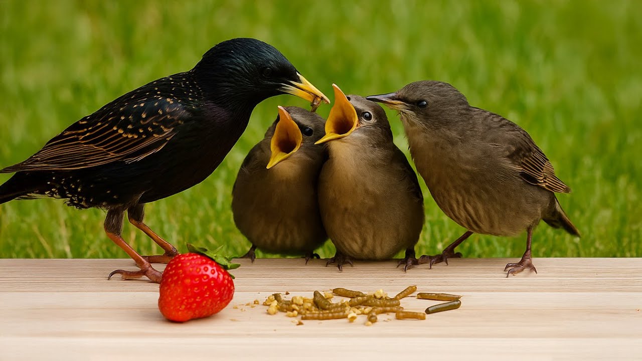 Adorable Bird Parents Feeding Their Babies  Garden Life Moments