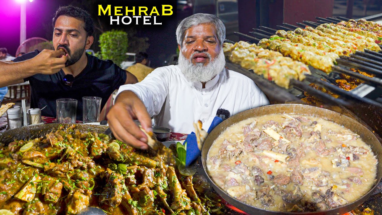 ⁣Most Popular STREET FOOD in Multan MEHRAB Restaurant _ Afghani & Lahori Mutton Karahi Mutton Saj