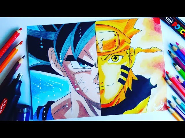 como desenhar NARUTO VS GOKU god 