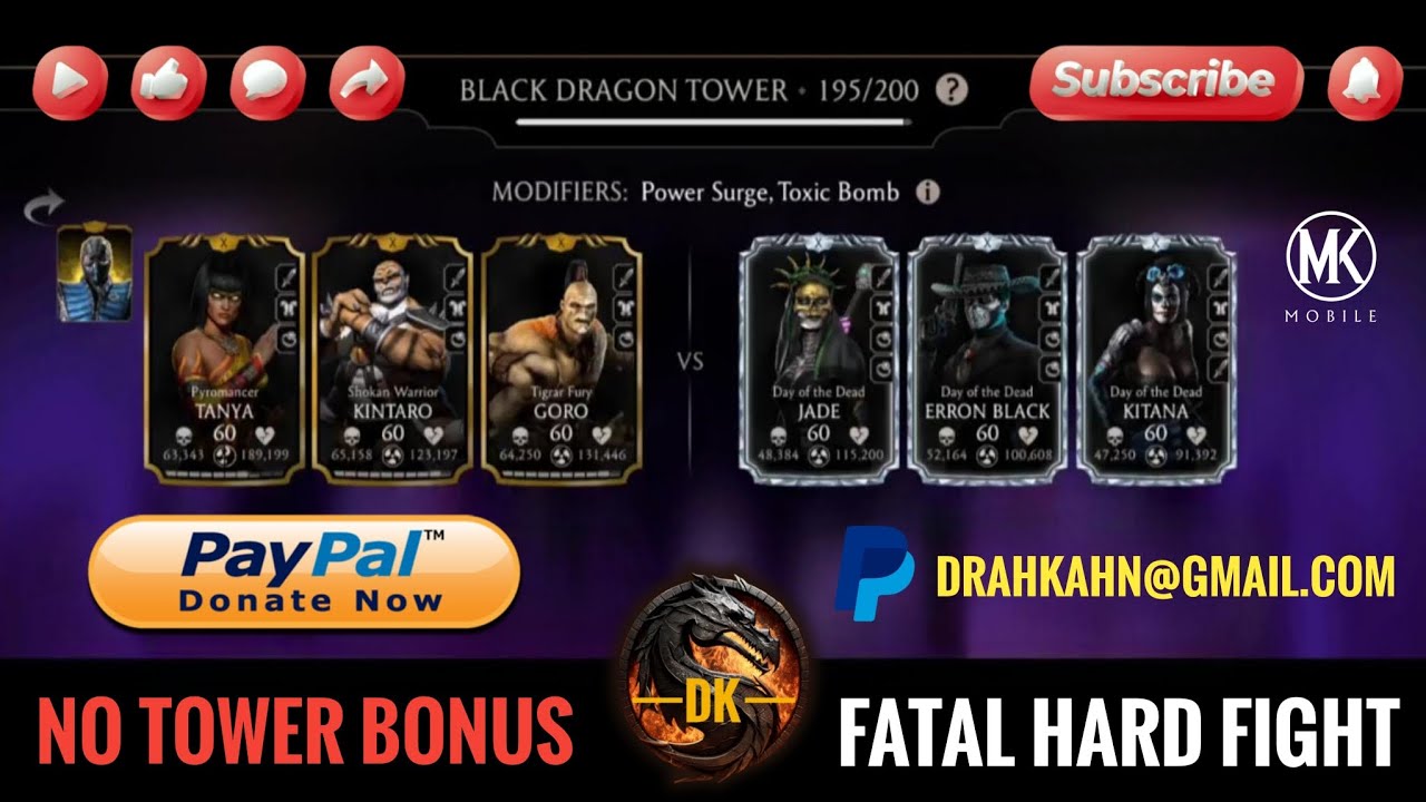 Fatal Black Dragon Tower 195 & Reward 🎮 Mortal Kombat Mobile/MK Mobile 