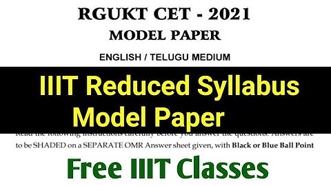 AP IIIT Reduced Syllabus||RGUKT CET Model Paper