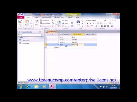 Microsoft Office Access Tutorial 2010 Using Tables Lesson 3.3 Employee Group Training