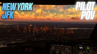 Fully Immersive: Insane Approach into New York JFK Airport at Night