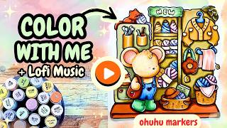 Color With Me 🧶 Cozy Days | Cute Mouse 🐭 | Ohuhu Markers Tutorial | Coco Wyo screenshot 1