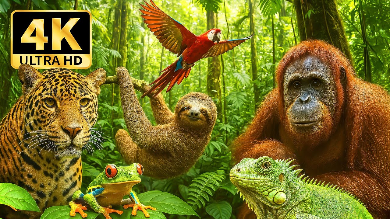 EXPLORE FOREST ANIMALS 4K | with Relaxing Soothing Music