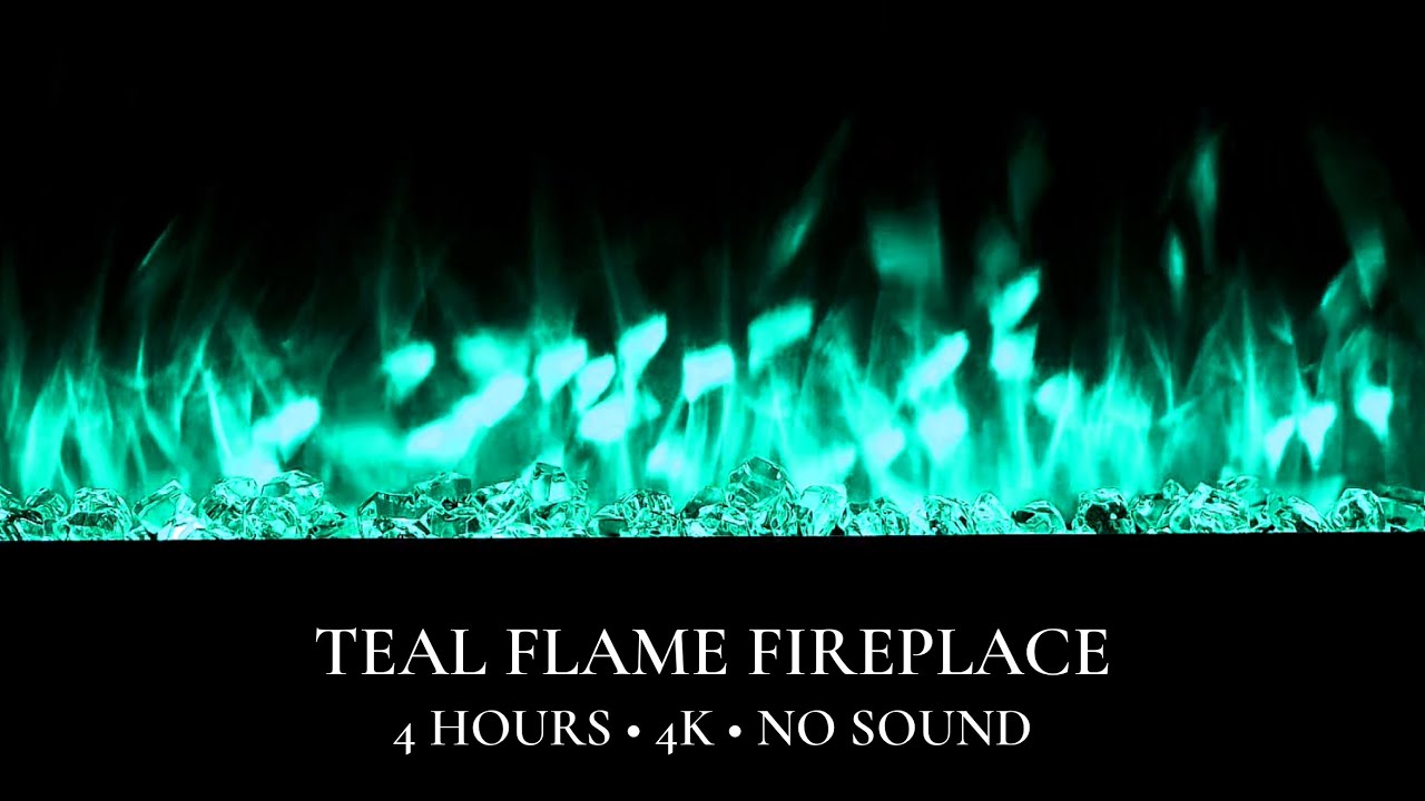Teal Luxury Fireplace 4K | 4 Hours Easter Spring Ocean Coastal | No Music