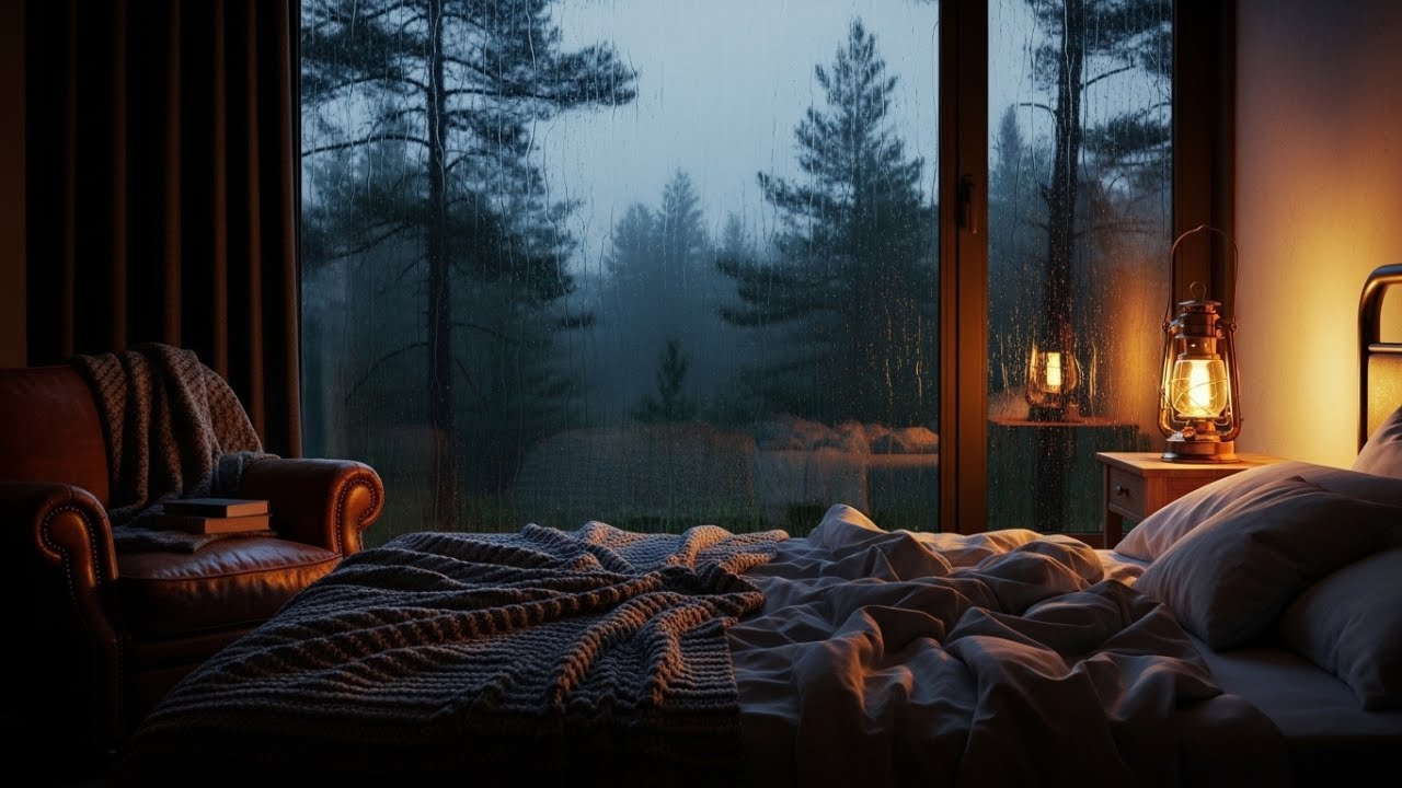 Maximize Focus: Rainbed Ambience & Crackling Fire for Stress-Free Study and Work