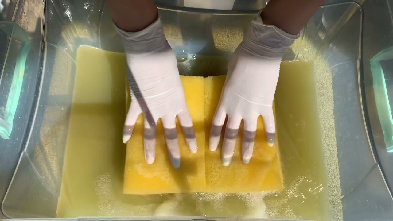 Pinemix and  plastic car sponges ASMR Sponge Squeezes