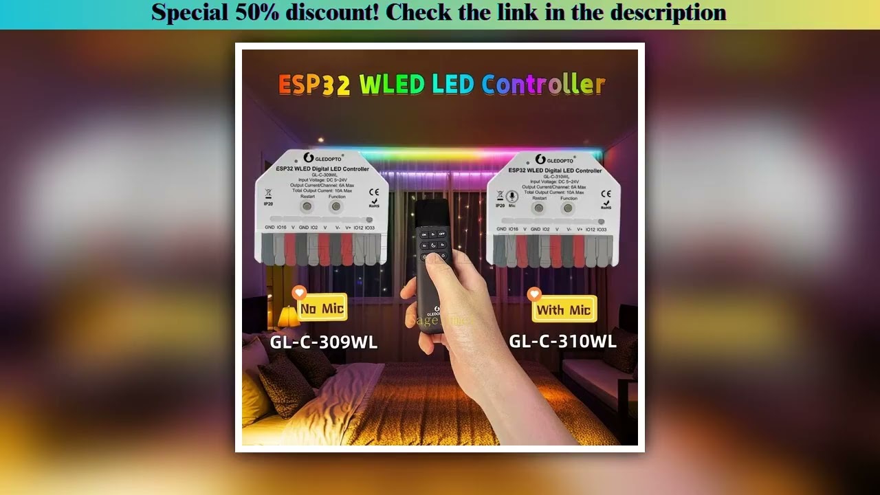 Discount ESP32 Mini WLED LED Controller GLEDOPTO Music Dynamic Modes Use For WS2811 WS2812 SK6812 TM