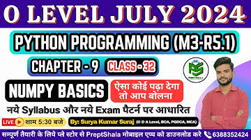 Day-32 || Python Programming (M1-R5.1) O Level || Python Programming M1-R5 For O Level || PreptShala