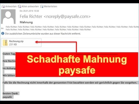 Schadhafte Mahnung von paysafe.com