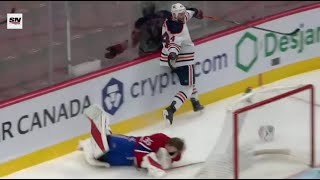 Zack Kassian hits Montreal's Goalie, Sam Montembeault