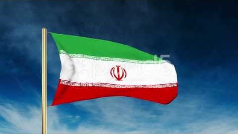 Iran Flag Slider Style. Waving In The Win With Cloud Background Animation