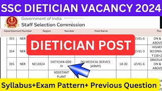 Government Dietician Vacancy 2024 | SSC Dietician Syllabus #dietician #aiims