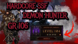 Diablo 3 Season 30 SSF HC Demon Hunter GR 106 in 59 seconds GoD DH