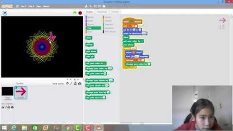 How to make colorful spiral in Scratch