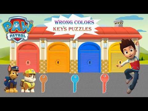 wrong-keys-puzzles-for-kids-|-learn-colors-for-children-with-paw-patrol-vehicles-garage-parking
