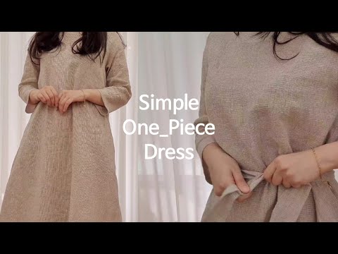 [Sewing Vlog] 심플한 원피스 만들기 :: Simple One-Piece Dress (Eng Sub)