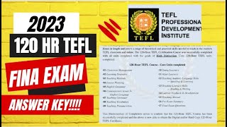 120HOUR TEFL CERTIFICATE | FINAL EXAM ANSWER KEY 2023