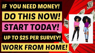 Up To $25 Per Survey Anyone Can Do It No Interview No Talking Work From Home #sidehustle #online