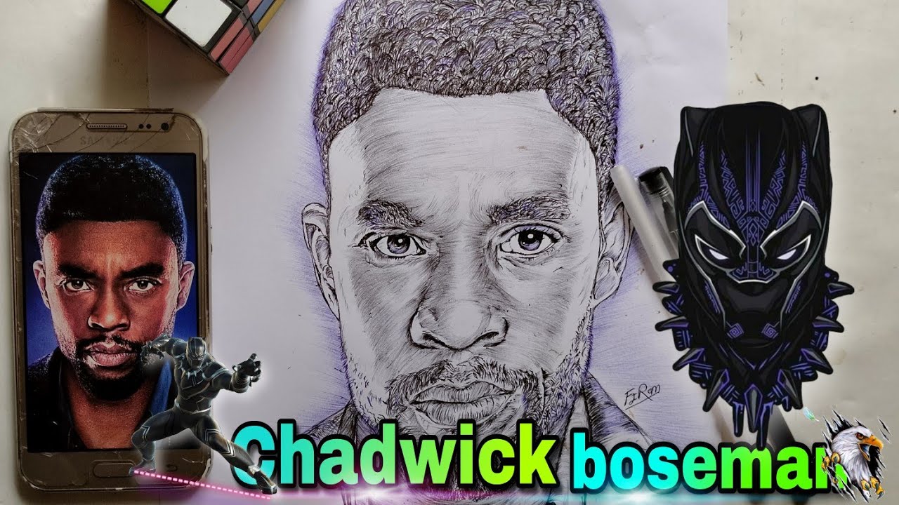 Drawing Chadwick boseman || Black panther drawing🎨|| black pen drawing || firan Patel | short