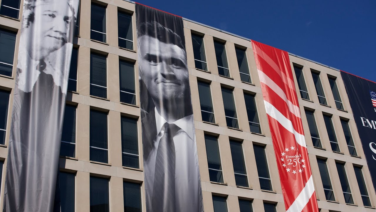More banners on buildings and Trump has statues placed in the Rose Garden.