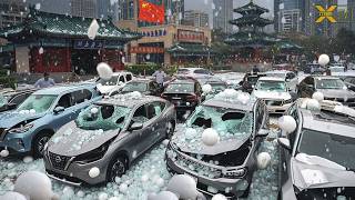 Giant Hailstorm in China! Cars Shattered as Floods &amp; Storms Hit Multiple Provinces!