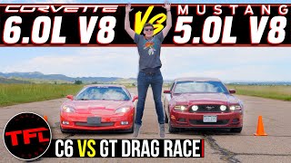 $25,000 Challenge: Ford Mustang vs Chevy Corvette Drag Race & Roll Race!