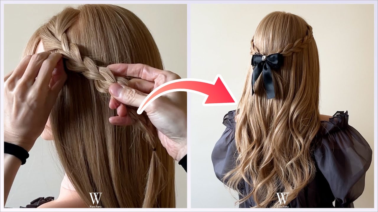 【さすがにコレは簡単にできるよね？】三つ編みつくって後ろで留める可愛いハーフアップヘア