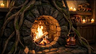 Cozy Hobbit Fireplace 🔥 | Ambient Fire Sounds for Relaxing, Sleeping & Studying | 1 Hour