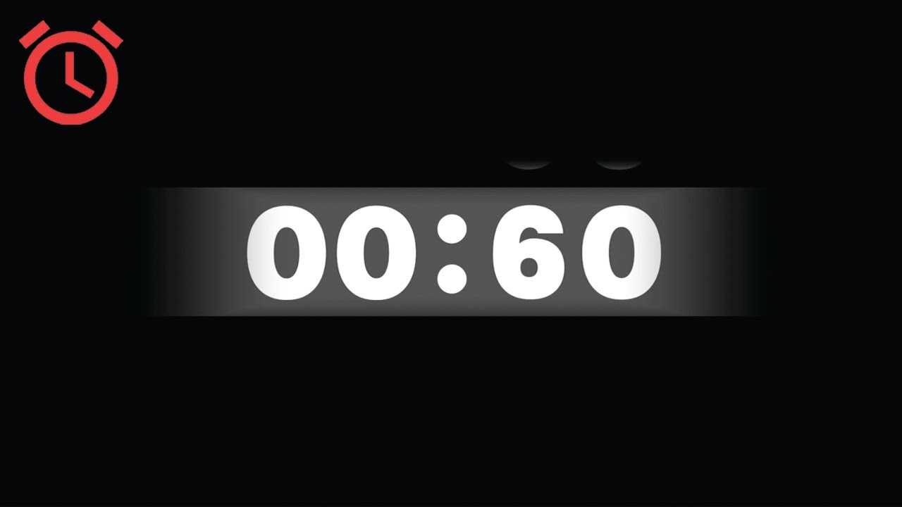 60 Seconds (1 Minute) Digital Countdown Timer With Clock Sound - YouTube
