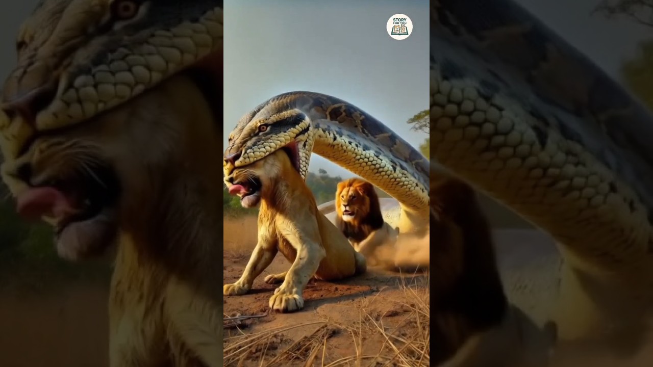 lion vs Anaconda - The battle to save his cub 🔥 
