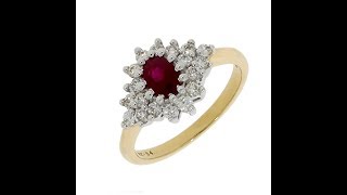 9ct Yellow Gold 0.54cts Brilliant Cut Diamond & Ruby Cluster Ring