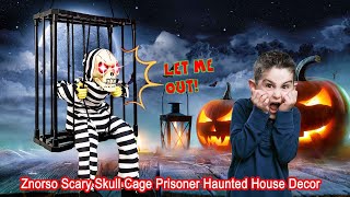Scary skull cage prisoner Halloween decoration！         #halloween2024 #halloweendecorations