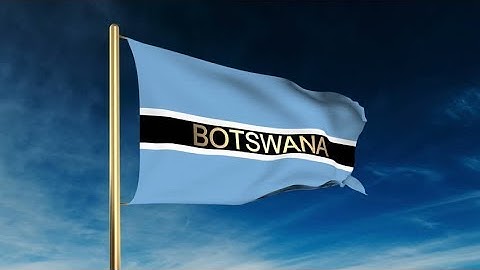 4K Botswana flag slider style with title. Waving in the wind with cloud background animation Stock