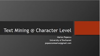 Course 8: Text Mining at Character Level