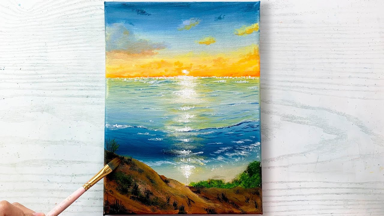 Sunrise / Easy acrylic painting for beginners / PaintingTutorial / Painting  ASMR 