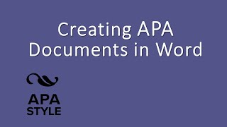Creating APA 7th Edition Student Papers in Word (Office365)