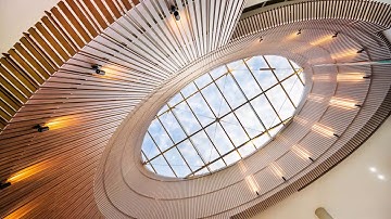 Victoria Gardens Shoping Centre - Aluminium Click-on Batten system creating a stunning curved Oculus