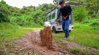 【山復旧】大雨で削れた地面の応急処置作業！